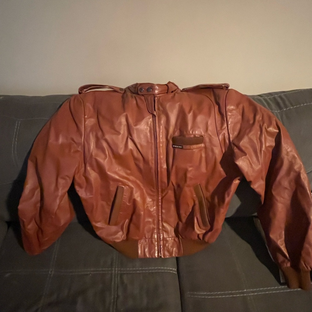 Vintage Members Only leather racing jacket